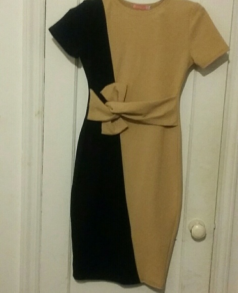 New Dresses & Skirts - Tan Fashion stretchy dress with tie New Dresses & Skirts - Tan Fashion stretchy dress with tie
